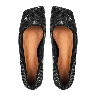 Square Toe Rhinestone  Flats