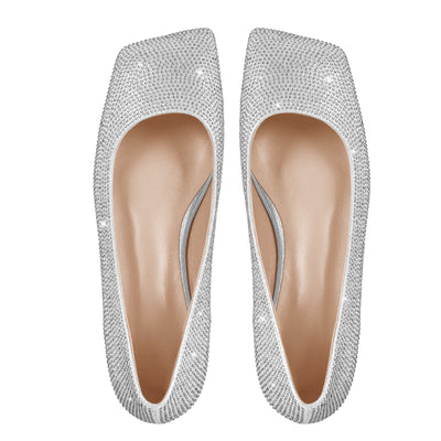 Square Toe Rhinestone  Flats