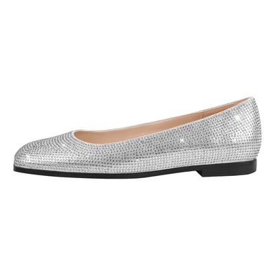 Square Toe Rhinestone  Flats