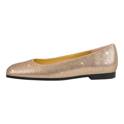 Square Toe Rhinestone  Flats