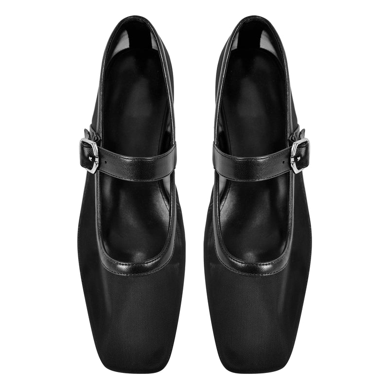Square Toe Mesh Ballet Flats