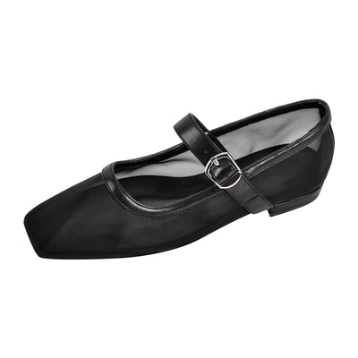 Square Toe Mesh Ballet Flats