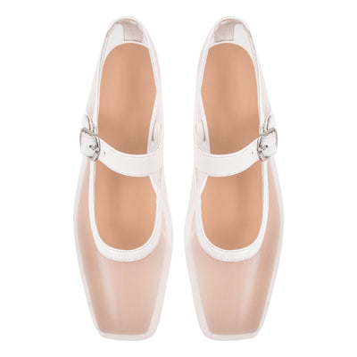 Square Toe Mesh Ballet Flats