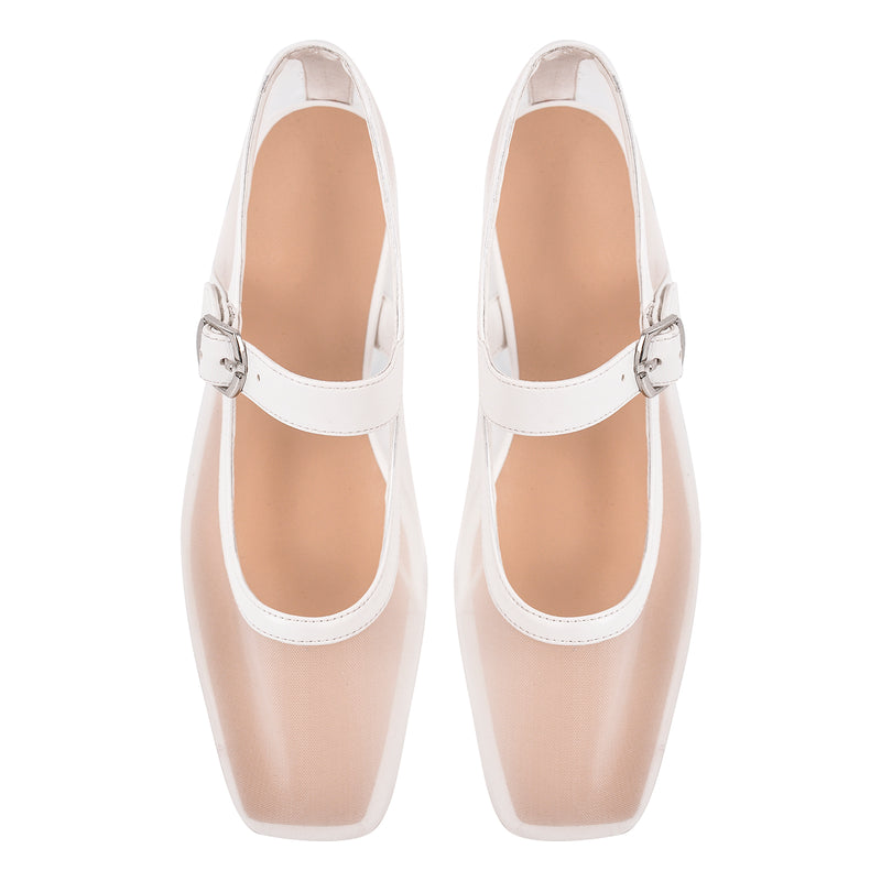 Square Toe Mesh Ballet Flats