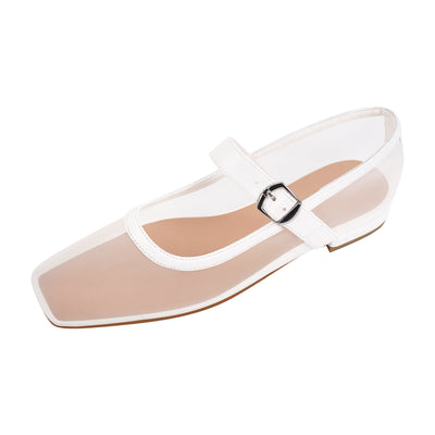 Square Toe Mesh Ballet Flats