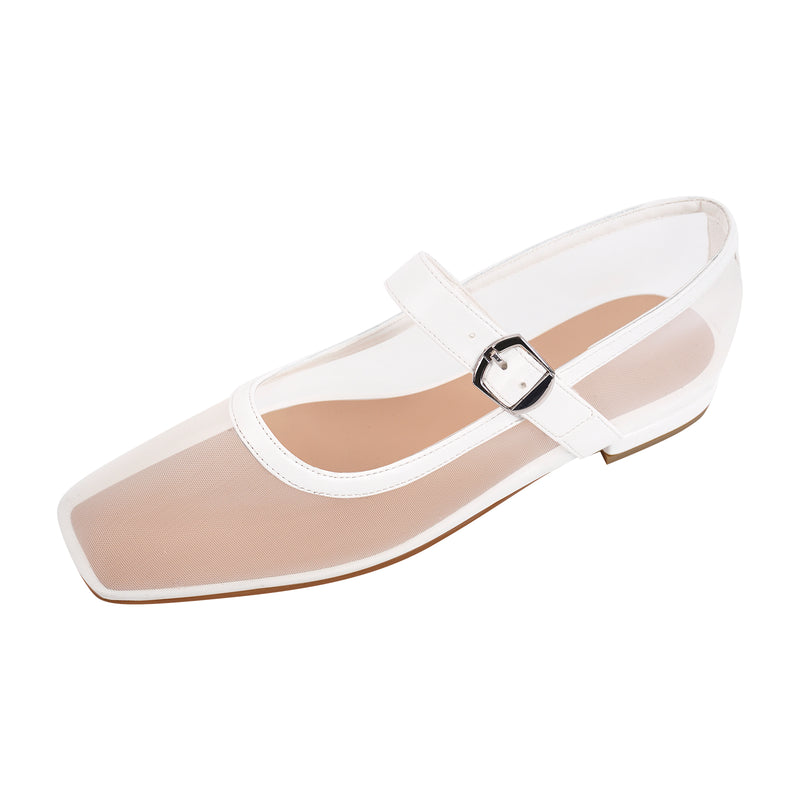 Square Toe Mesh Ballet Flats