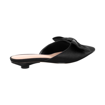 Bow Pointed Toe Mules Round Heel Flats
