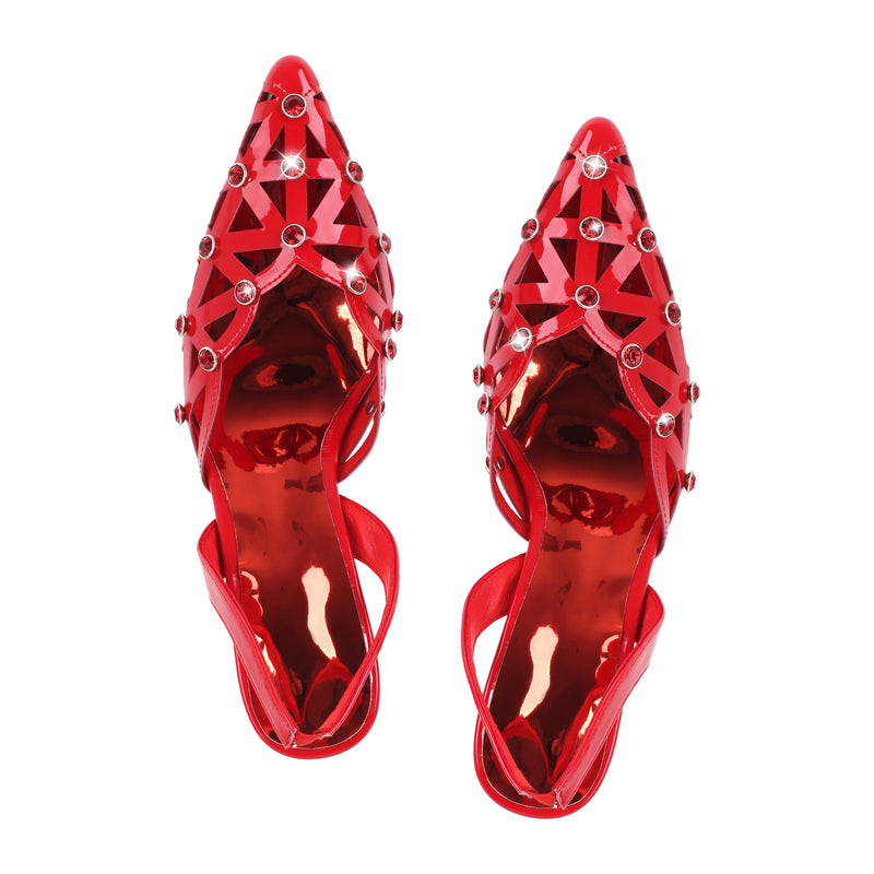 Pointed Toe Hollow Weave Slingback Sandals