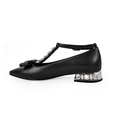 Rhinestone Pointed Toe Ankle Strap Flats