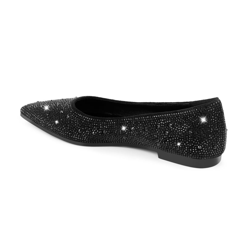 Onlymaker Flats Rhinestone Pointed Toe Flats