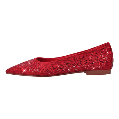 Onlymaker Flats Rhinestone Pointed Toe Flats