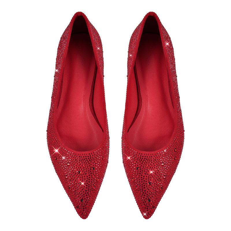 Onlymaker Flats Rhinestone Pointed Toe Flats