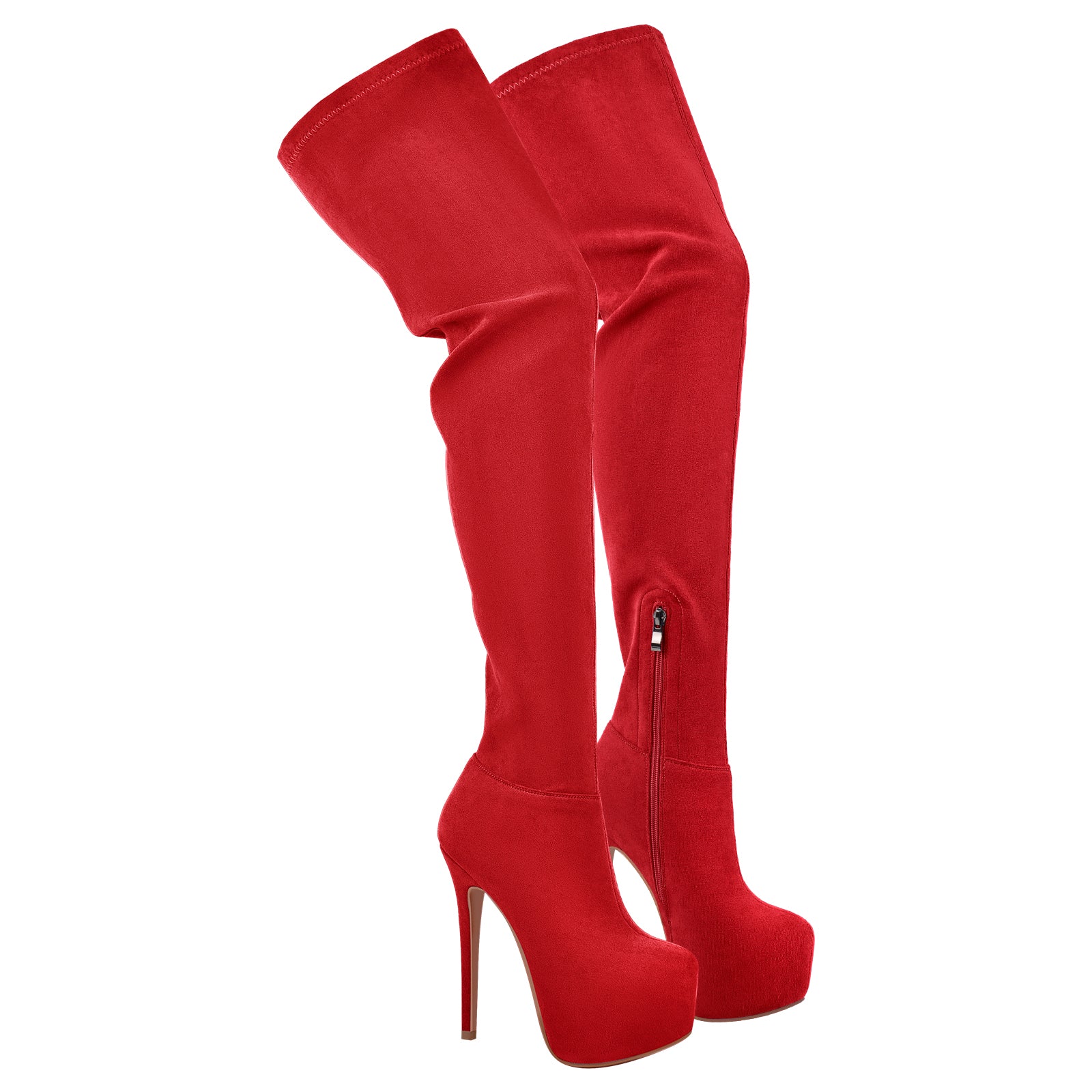 Round Toe Stiletto Platform Over The Knee Boots – Onlymaker