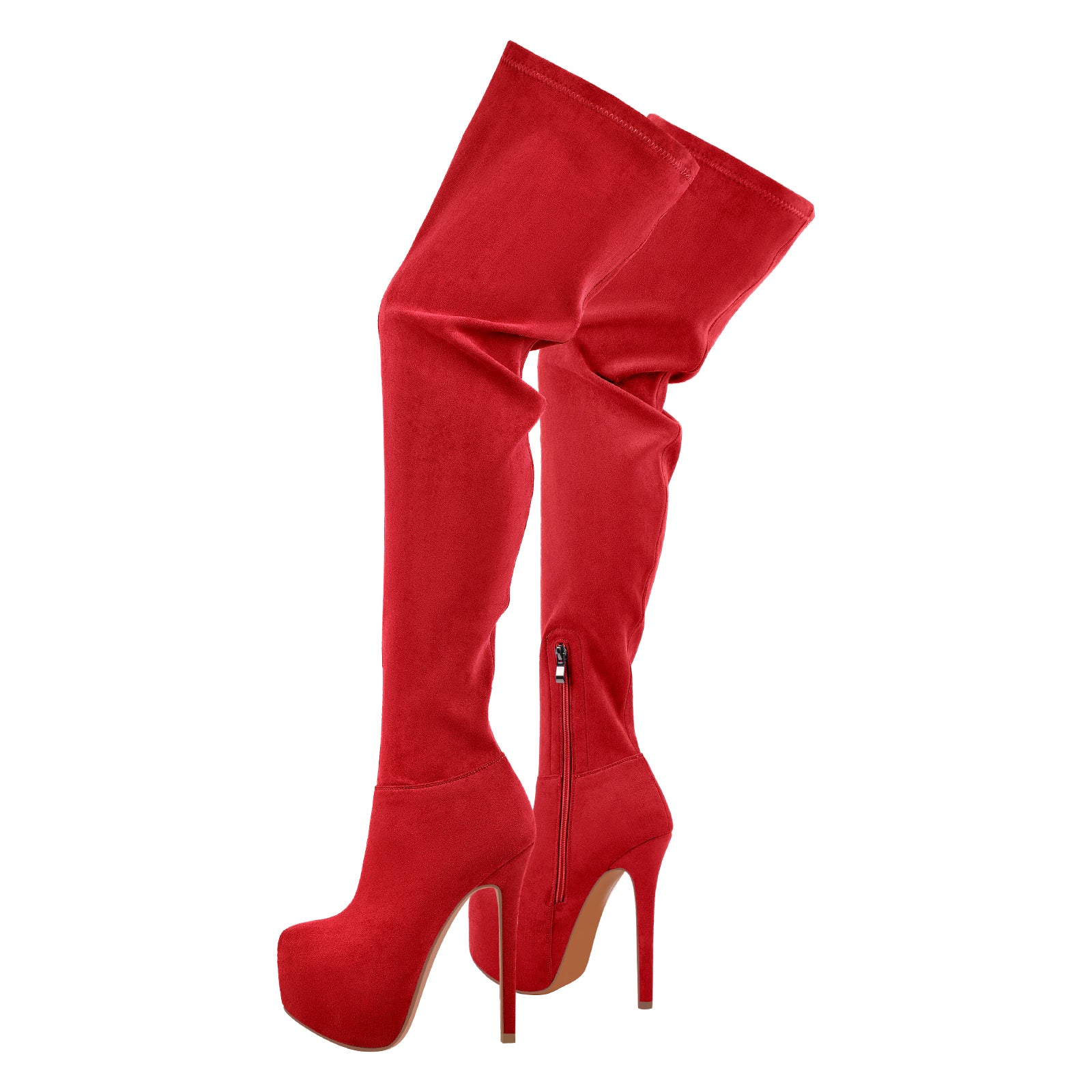 Round Toe Stiletto Platform Over The Knee Boots – Onlymaker