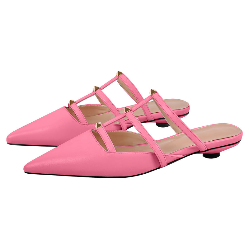 Studded Pointed Toe Mules Flats
