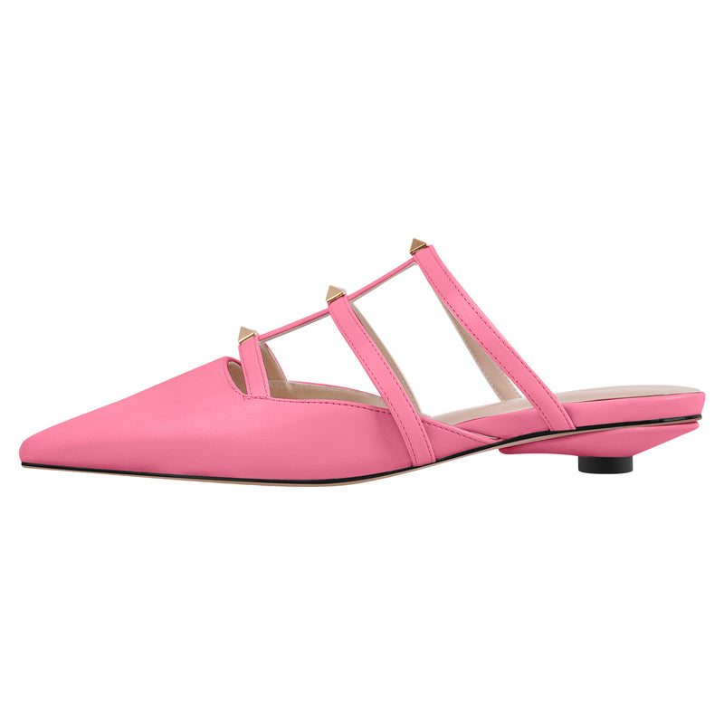 Studded Pointed Toe Mules Flats
