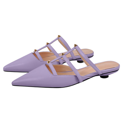 Studded Pointed Toe Mules Flats