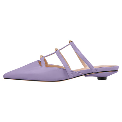 Studded Pointed Toe Mules Flats