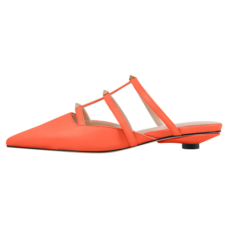 Studded Pointed Toe Mules Flats