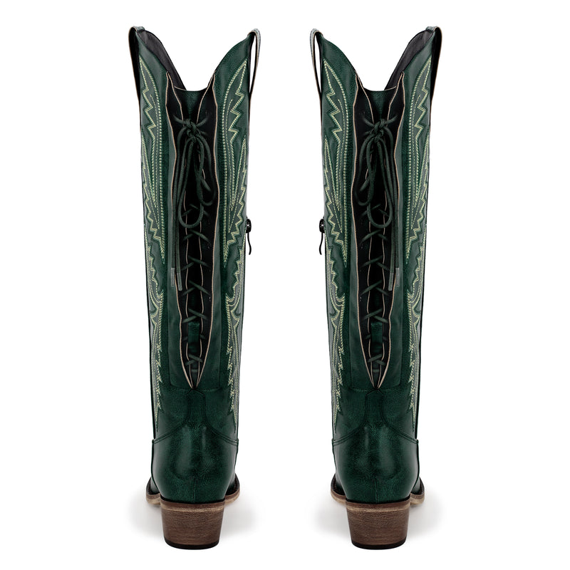 Embroidery Knee High Western Boots