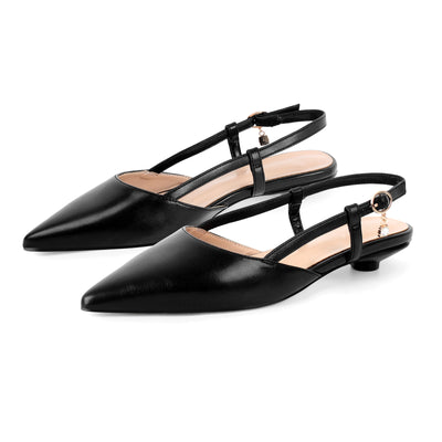 Round Heel Pointed Toe Slingback Flats