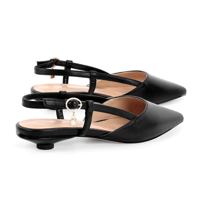 Round Heel Pointed Toe Slingback Flats