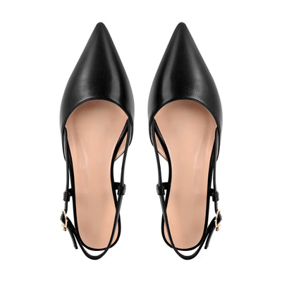 Round Heel Pointed Toe Slingback Flats