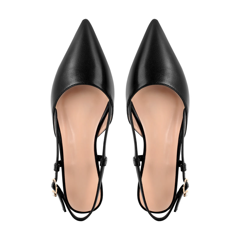 Round Heel Pointed Toe Slingback Flats