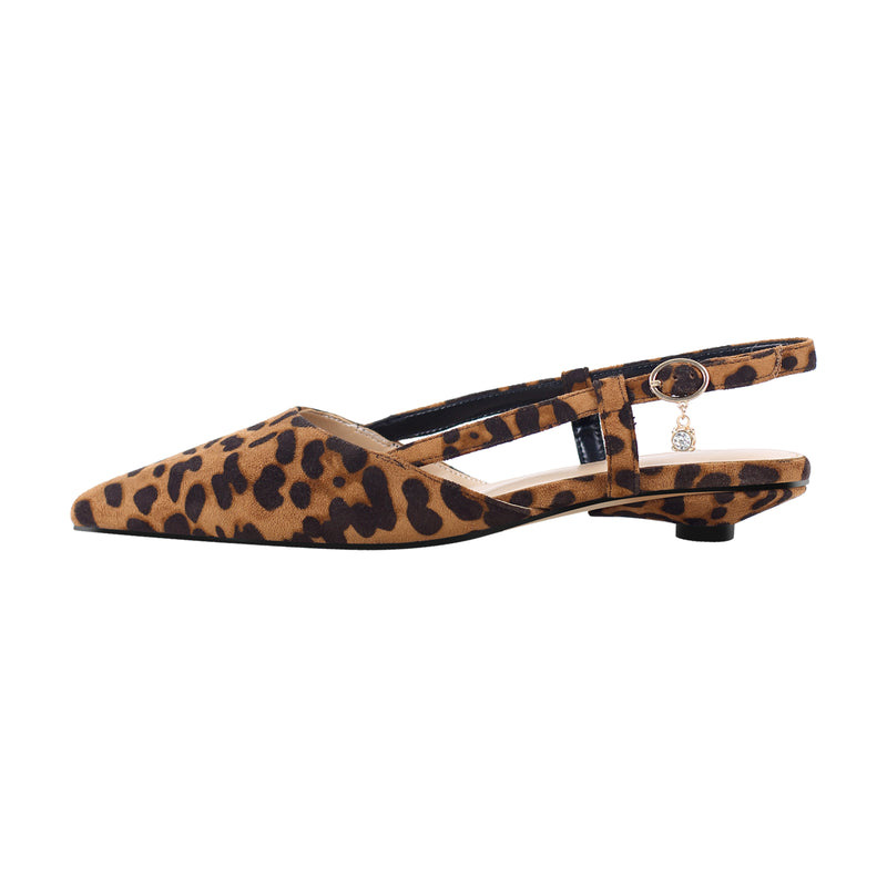 Round Heel Pointed Toe Slingback Flats â Onlymaker