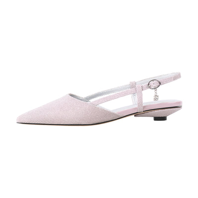 Round Heel Pointed Toe Slingback Flats