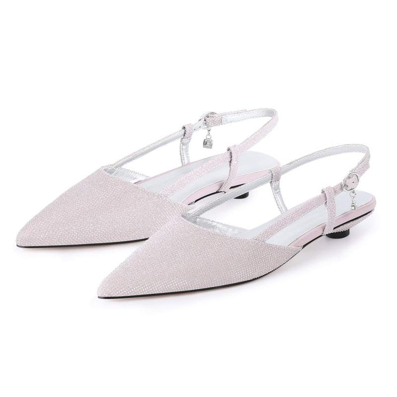 Round Heel Pointed Toe Slingback Flats