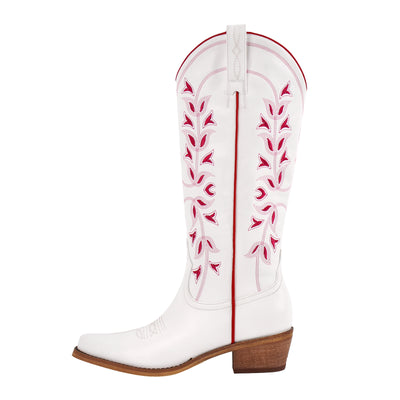 Knee High Embroidery Zipper Western Boots