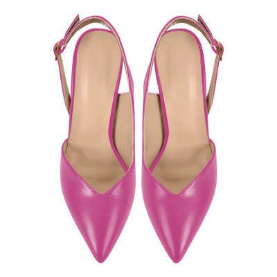 Pointed Toe Side Cut Stiletto Slingback Pumps