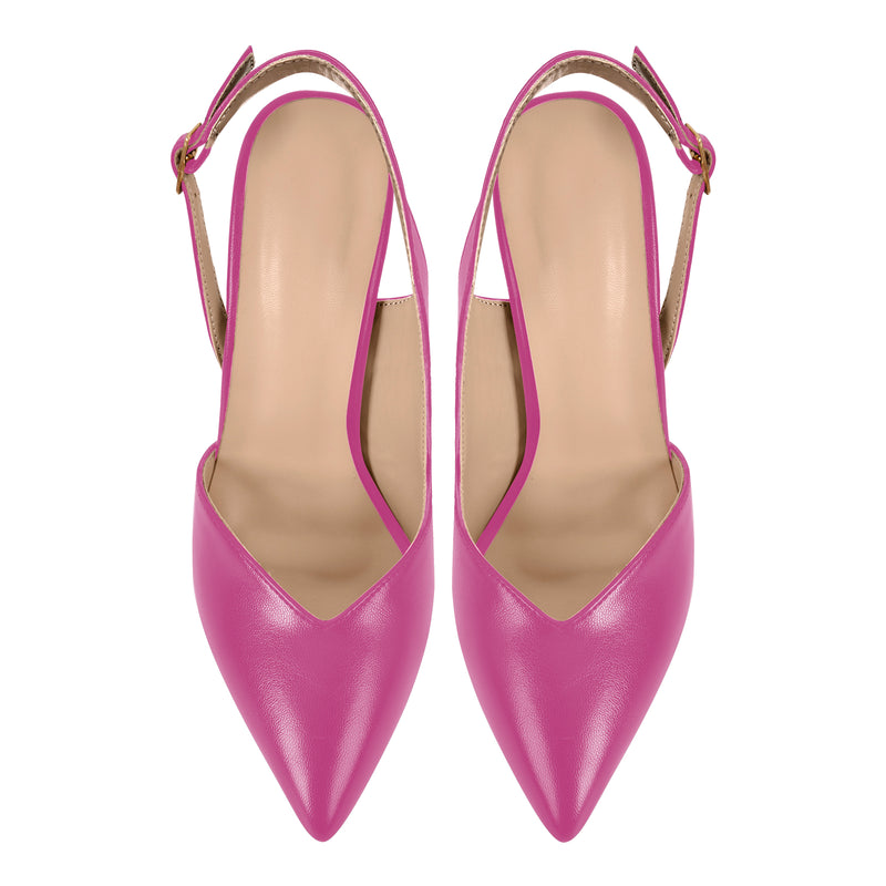 Pointed Toe Side Cut Stiletto Slingback Pumps