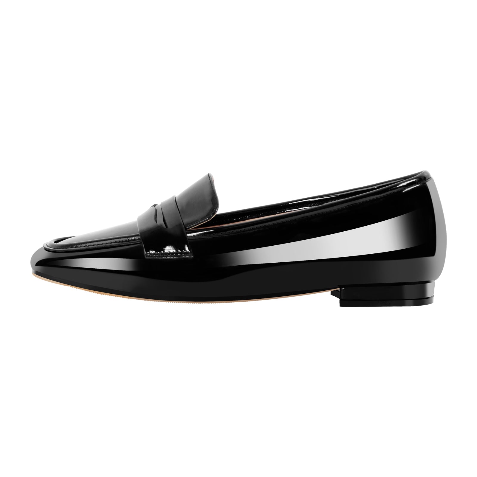 Black Patent Leather Square Toe Loafer Flats â Onlymaker