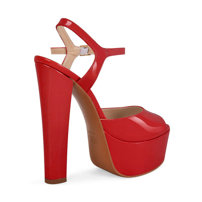 Peep Toe Platform Buckle Strap Chunky Heel Sandals