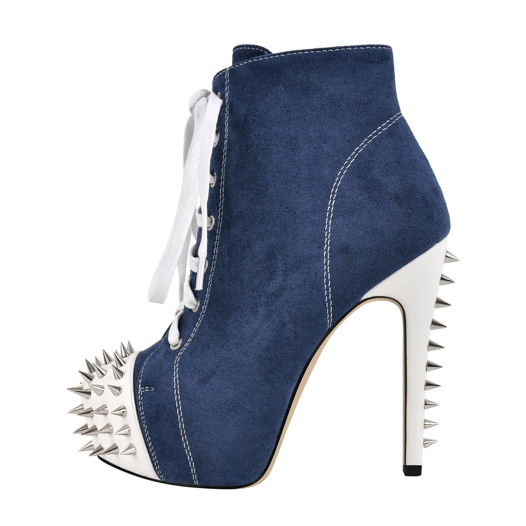 Rivet Platform Suede Lace-up Stiletto Ankle Boots – Onlymaker