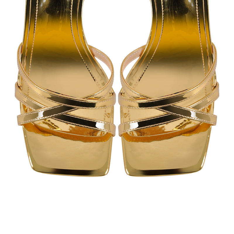 Square Toe Ankle Strap Stiletto Sandals