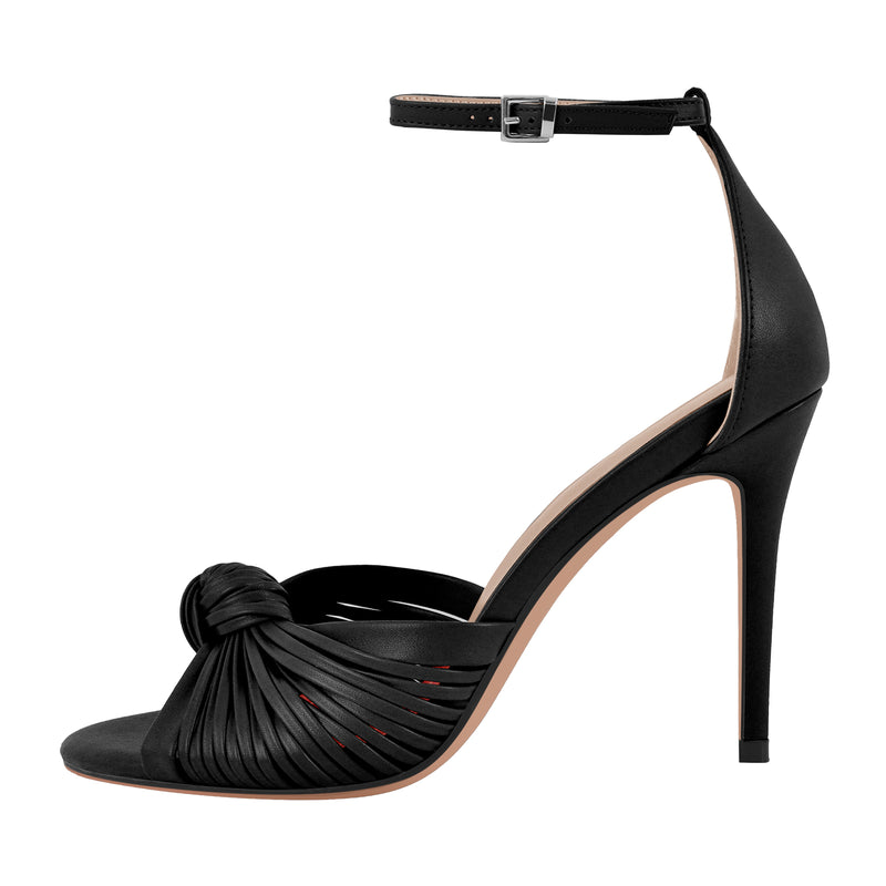 Round Toe Ankle Strap Stiletto Sandals