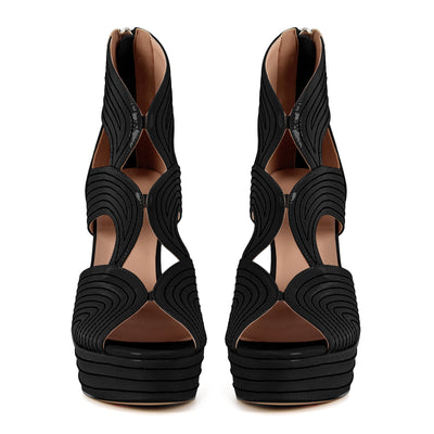 Open Toe Platform Hollow Stiletto Bootie Sandals