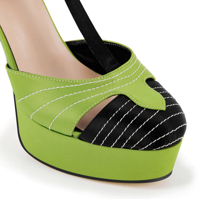 Round Toe Platform T-Strap High Heels