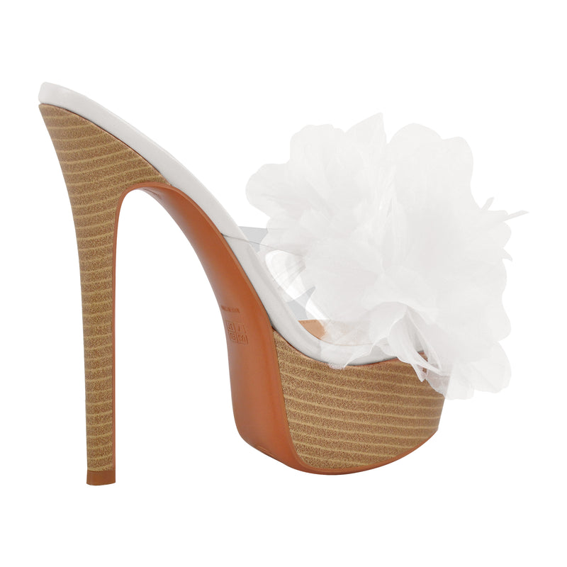 Platform Mesh Clear Stiletto Mules