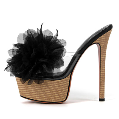 Platform Mesh Clear Stiletto Mules