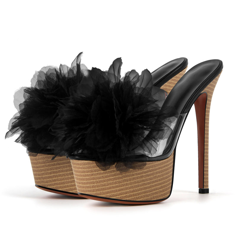 Platform Mesh Clear Stiletto Mules