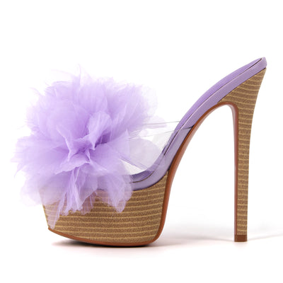 Platform Mesh Clear Stiletto Mules