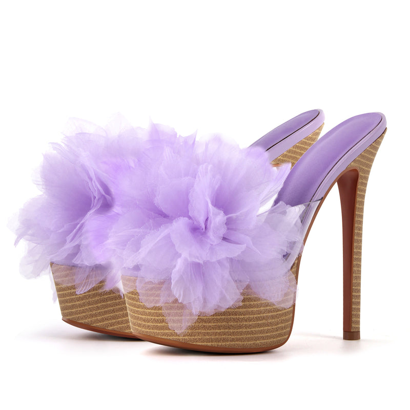 Platform Mesh Clear Stiletto Mules