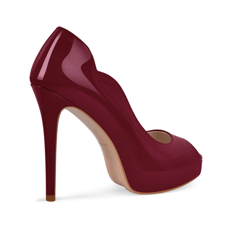 Peep Toe Platform Patent Leather High Heels