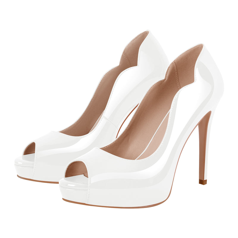 Peep Toe Platform Patent Leather High Heels