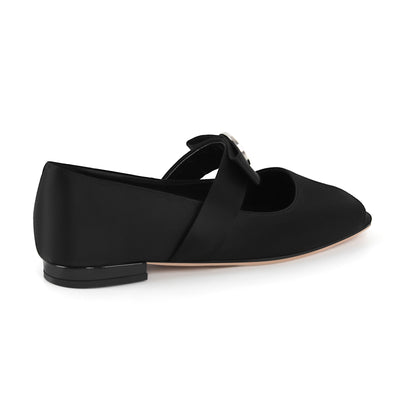 Open Toe Ribbon Mary Jane Ballet Flats