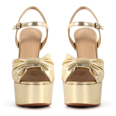 Platform Bowknot Buckle Strap Chunky Heel Sandals